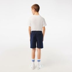 Vetements Garcon | LACOSTE Bermuda Garcon Lacoste En Gabardine Legere De Coton