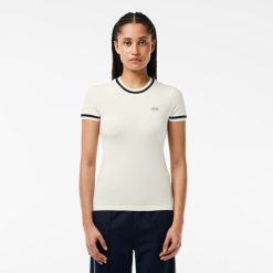 T-Shirts | LACOSTE T-Shirt En Mini Pique Extensible Fabrique En France