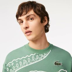 Sweatshirts | LACOSTE Sweatshirt Jogger Col Rond Homme Lacoste Loose Fit Imprime Crocodile