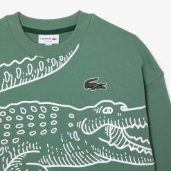 Sweatshirts | LACOSTE Sweatshirt Jogger Col Rond Homme Lacoste Loose Fit Imprime Crocodile