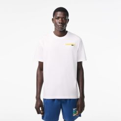 T-Shirts | LACOSTE T-Shirt Delave Avec Imprime Lacoste En Degrade