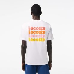 T-Shirts | LACOSTE T-Shirt Delave Avec Imprime Lacoste En Degrade