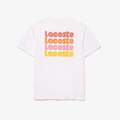 T-Shirts | LACOSTE T-Shirt Delave Avec Imprime Lacoste En Degrade