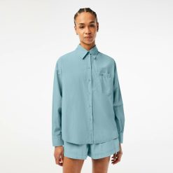 Chemises & Hauts | LACOSTE Chemise Femme Lacoste Oversize Fit En Popeline De Coton