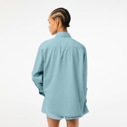 Chemises & Hauts | LACOSTE Chemise Femme Lacoste Oversize Fit En Popeline De Coton