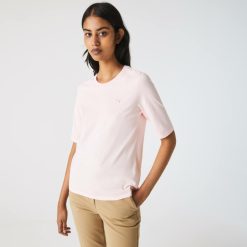 T-Shirts | LACOSTE T-Shirt A Col Rond Et Manches Trois-Quarts En Coton Uni