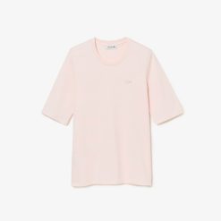 T-Shirts | LACOSTE T-Shirt A Col Rond Et Manches Trois-Quarts En Coton Uni