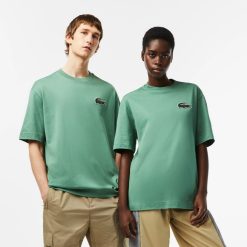 T-Shirts | LACOSTE T-Shirt Unie Loose Fit Avec Grand Crocodile Coton Epais