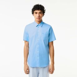 Chemises | LACOSTE Chemise Regular Fit Unie A Manches Courtes En Coton Premium