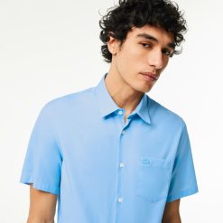 Chemises | LACOSTE Chemise Regular Fit Unie A Manches Courtes En Coton Premium