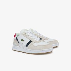 Sneakers | LACOSTE Sneakers T-Clip Homme Tricolores En Cuir Et Daim