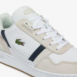 Sneakers | LACOSTE Sneakers T-Clip Homme Tricolores En Cuir Et Daim