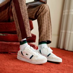 Sneakers | LACOSTE Sneakers T-Clip Homme Tricolores En Cuir Et Daim