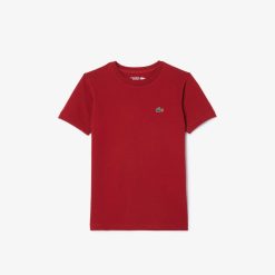 Vetements Garcon | LACOSTE T-Shirt Garcon Lacoste Sport En Coton Melange Respirant Uni