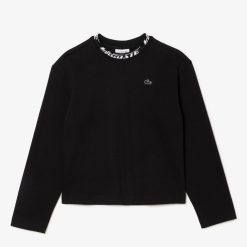 T-Shirts | LACOSTE T-Shirt Manches Longues Femme Lacoste Oversize Fit Avec Col Sigle