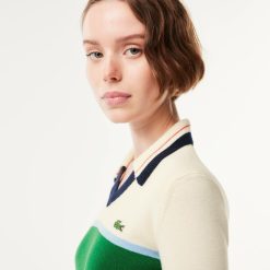 Pullovers | LACOSTE Pull Col Polo Heritage Fabrique En France En Maille Cotelee