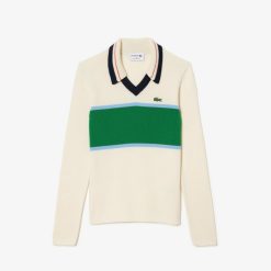 Pullovers | LACOSTE Pull Col Polo Heritage Fabrique En France En Maille Cotelee