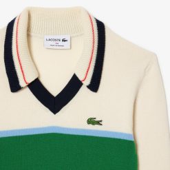 Pullovers | LACOSTE Pull Col Polo Heritage Fabrique En France En Maille Cotelee