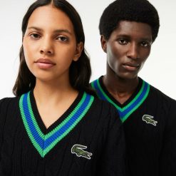 Pullovers | LACOSTE Pull En Laine Torsadee Avec Rayures Color-Block