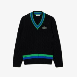 Pullovers | LACOSTE Pull En Laine Torsadee Avec Rayures Color-Block