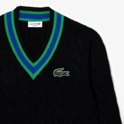 Pullovers | LACOSTE Pull En Laine Torsadee Avec Rayures Color-Block