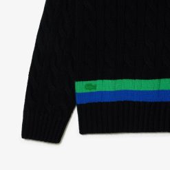 Pullovers | LACOSTE Pull En Laine Torsadee Avec Rayures Color-Block