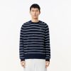 Pullovers | LACOSTE Pull Col Rond Raye En Coton