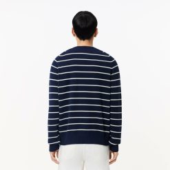 Pullovers | LACOSTE Pull Col Rond Raye En Coton