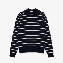 Pullovers | LACOSTE Pull Col Rond Raye En Coton