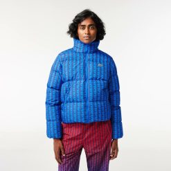 Manteaux & Vestes | LACOSTE Doudoune A Capuche Imprime Monogramme Et Croco Padde Au Dos