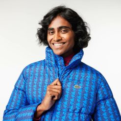 Manteaux & Vestes | LACOSTE Doudoune A Capuche Imprime Monogramme Et Croco Padde Au Dos