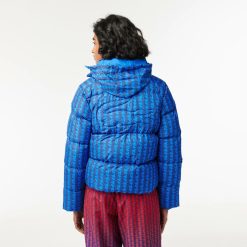 Manteaux & Vestes | LACOSTE Doudoune A Capuche Imprime Monogramme Et Croco Padde Au Dos