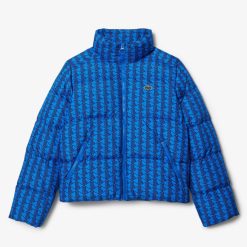 Manteaux & Vestes | LACOSTE Doudoune A Capuche Imprime Monogramme Et Croco Padde Au Dos