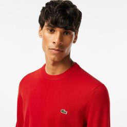 Pullovers | LACOSTE Pull A Col Rond En Coton Uni