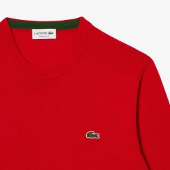 Pullovers | LACOSTE Pull A Col Rond En Coton Uni