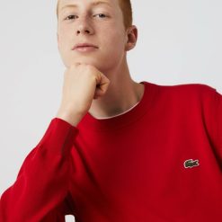 Pullovers | LACOSTE Pull A Col Rond En Coton Uni