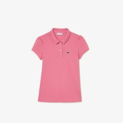 Vetements Fille | LACOSTE Polo Fille Lacoste En Mini Pique Avec Col Festonne