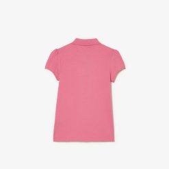 Vetements Fille | LACOSTE Polo Fille Lacoste En Mini Pique Avec Col Festonne