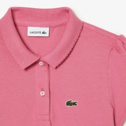 Vetements Fille | LACOSTE Polo Fille Lacoste En Mini Pique Avec Col Festonne