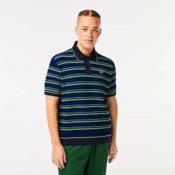 Pullovers | LACOSTE Polo A Rayures Homme Lacoste Fabrique En France En Coton Biologique