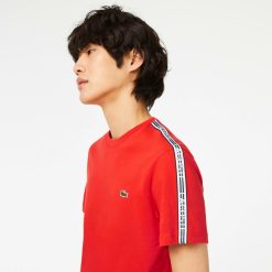 T-Shirts | LACOSTE T-Shirt Homme Lacoste Regular Fit Avec Bandes Siglees Contrastees