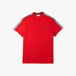 T-Shirts | LACOSTE T-Shirt Homme Lacoste Regular Fit Avec Bandes Siglees Contrastees