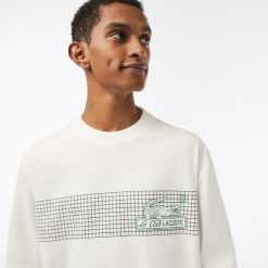 T-Shirts | LACOSTE T-Shirt Homme Lacoste Oversize Fit Imprime Inspiration Tennis