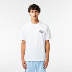 T-Shirts | LACOSTE T-Shirt En Jersey De Coton Epais Avec Badges