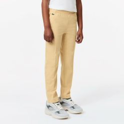 Vetements Garcon | LACOSTE Pantalon Chino Garcon Lacoste En Gabardine De Coton Stretch