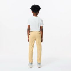 Vetements Garcon | LACOSTE Pantalon Chino Garcon Lacoste En Gabardine De Coton Stretch