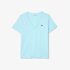 T-Shirts | LACOSTE T-Shirt A Col V Loose Fit En Coton Uni