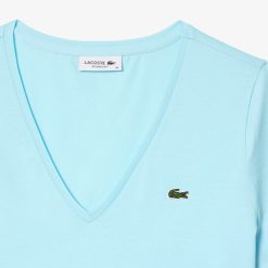 T-Shirts | LACOSTE T-Shirt A Col V Loose Fit En Coton Uni