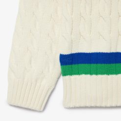 Pullovers | LACOSTE Pull En Laine Torsadee Avec Rayures Color-Block