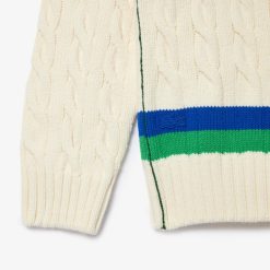 Pullovers | LACOSTE Pull En Laine Torsadee Avec Rayures Color-Block